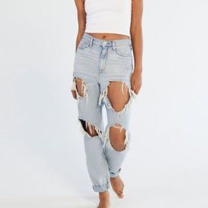 BDG High-Waisted Distressed Light Wash Mom Jean